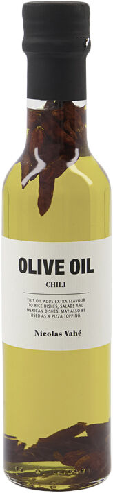 Olivenolie 99,5% med chili , 25 cl.
