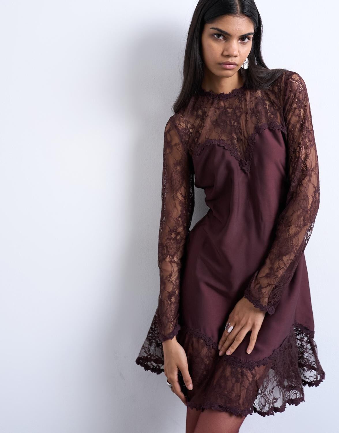 TSESTER LS LACE MINI DRESS WVN
