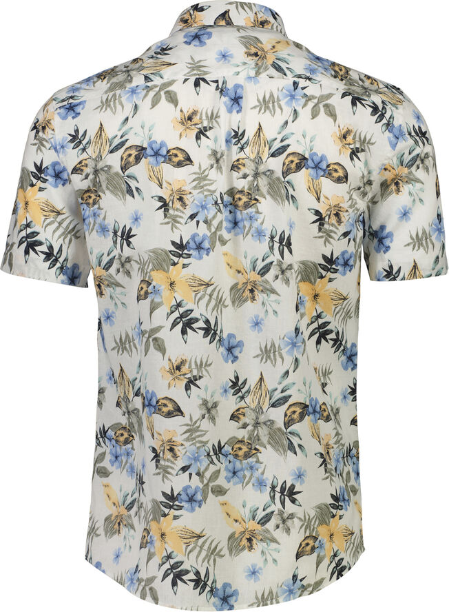 Printed cotton/linen shirt S/S