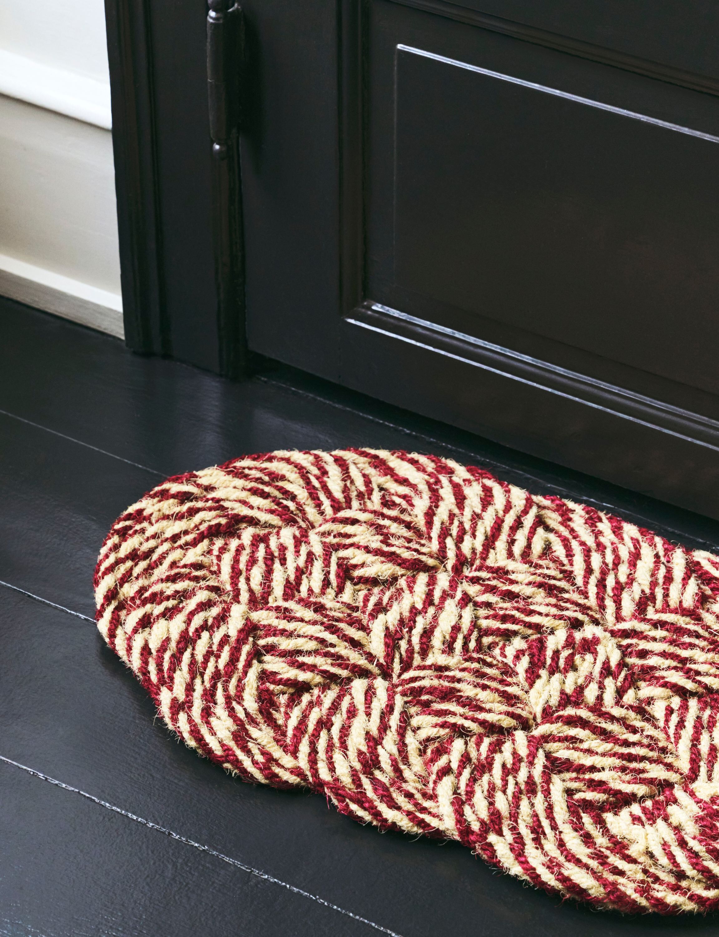 Coco Door Mat-Swirl-Bordeaux and off-white