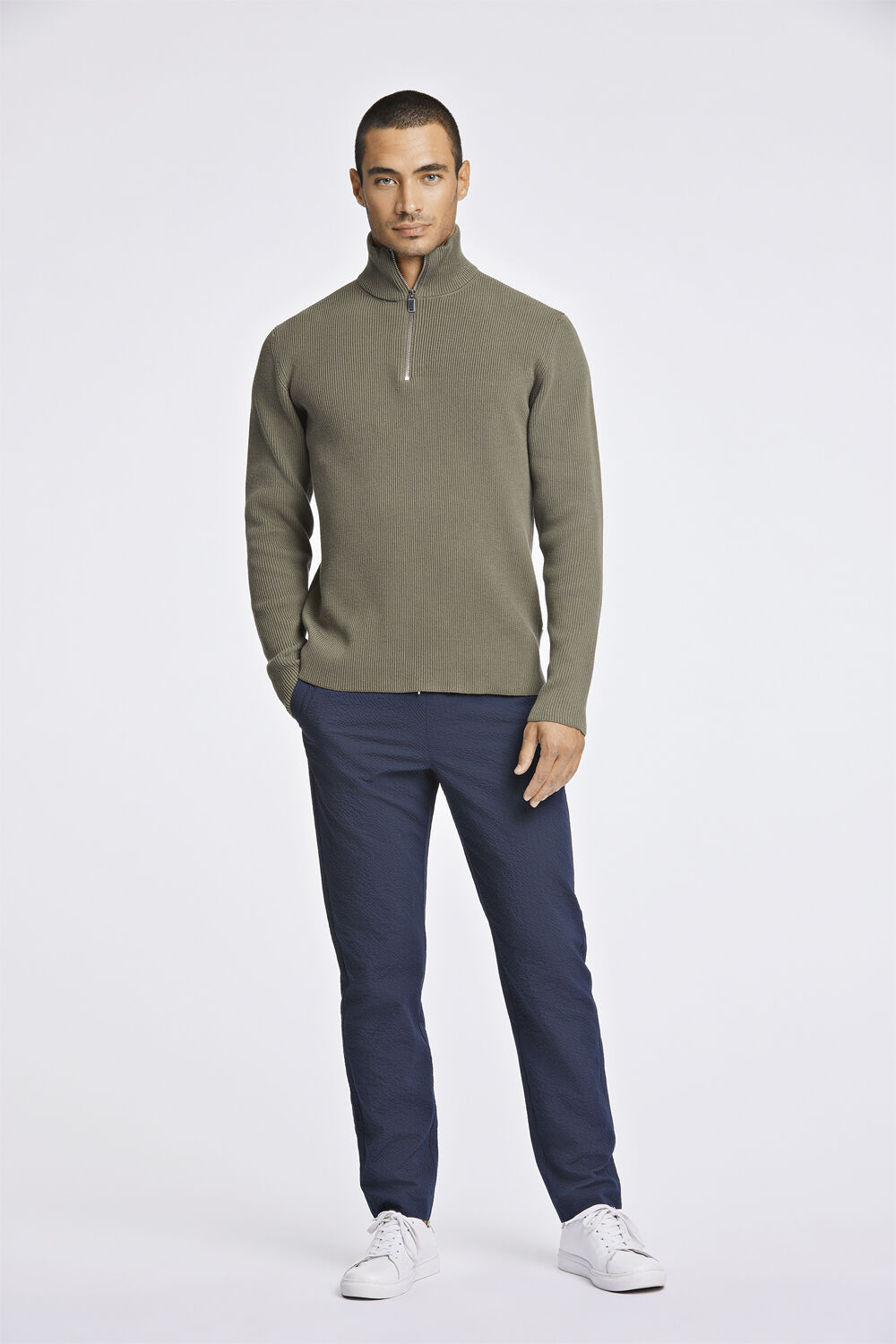 Half zip rib knit