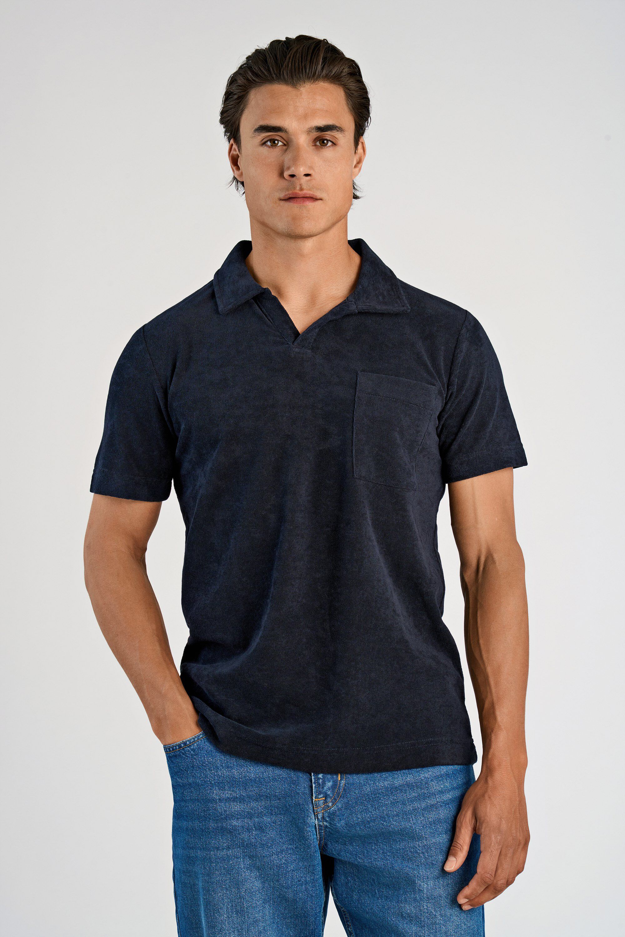 Towel v-neck polo S/S