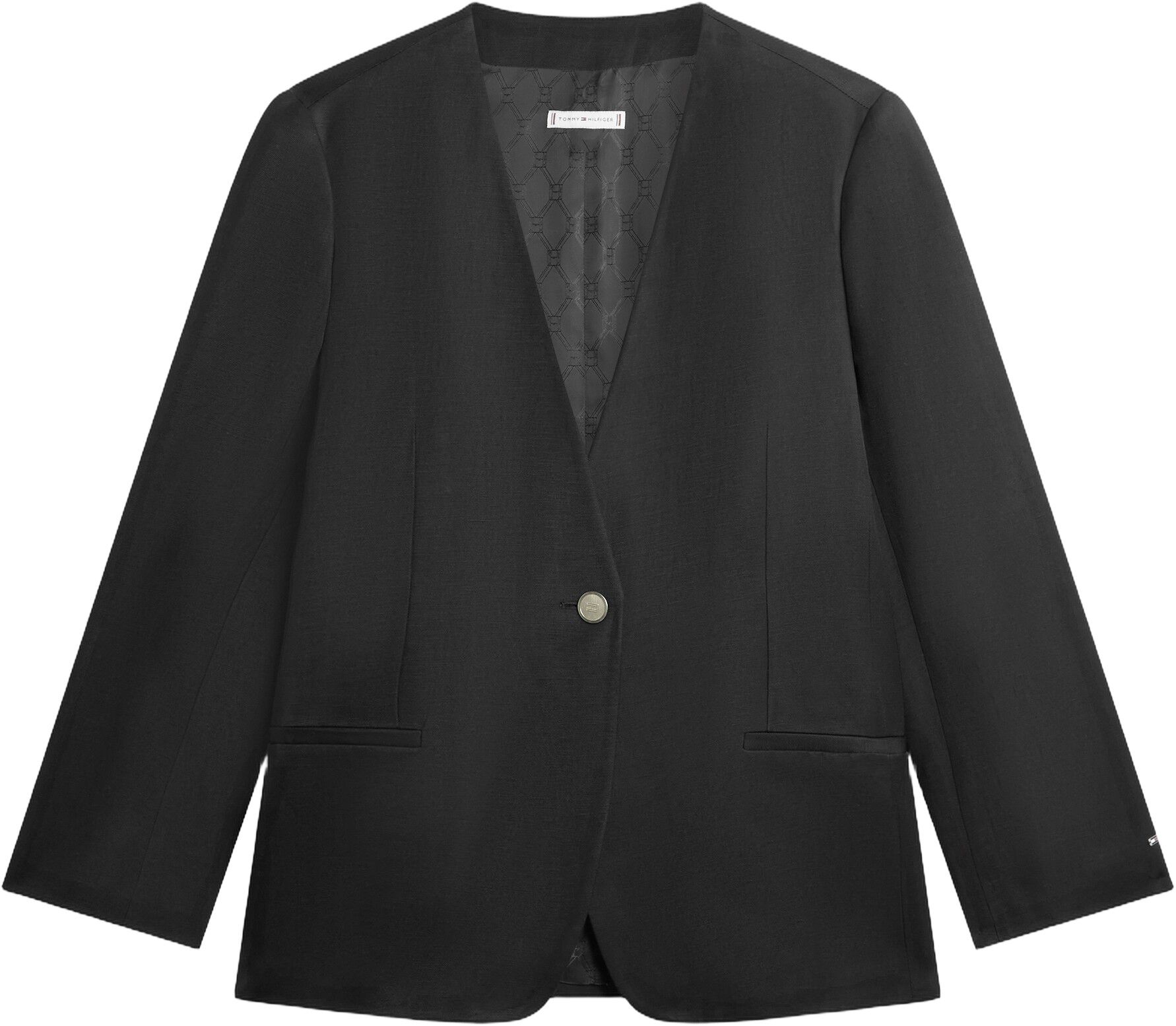 Gold-Tone Button Relaxed Linen Blend Blazer