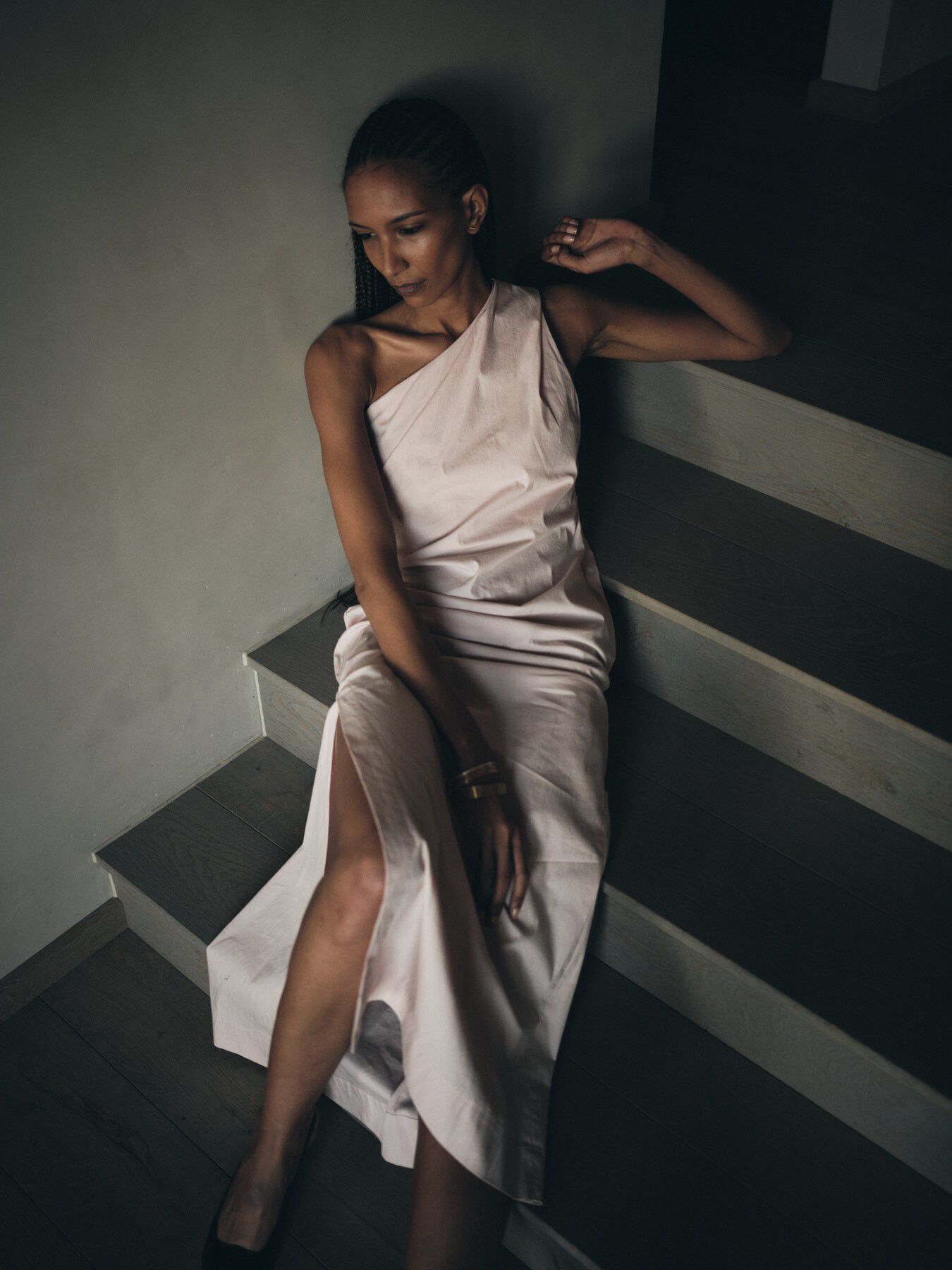 Papery one shoulder long dress - Ar