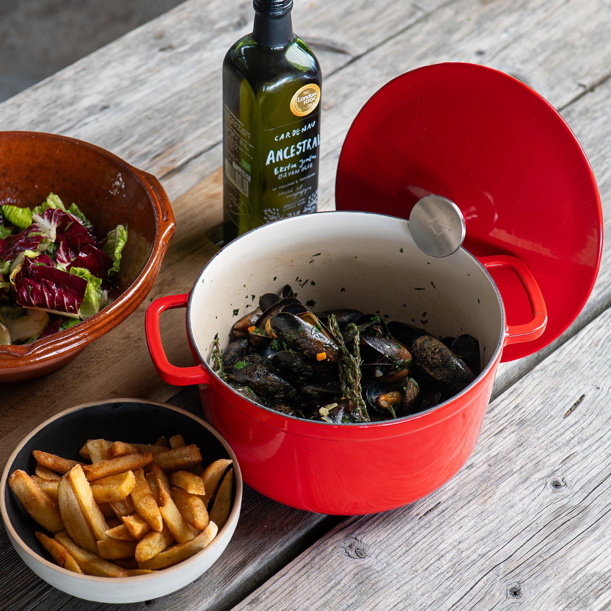 Emaljeret st&oslash;bejernsgryde 4,5L - Cardenau R&oslash;d