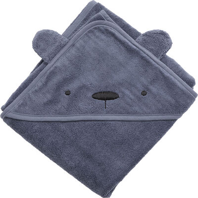 Hættehåndklæde, bjørnen Milo, bramble blue