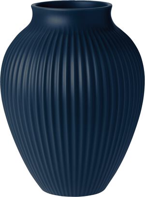 Knabstrup vase H 27 cm ripple mat dark blue