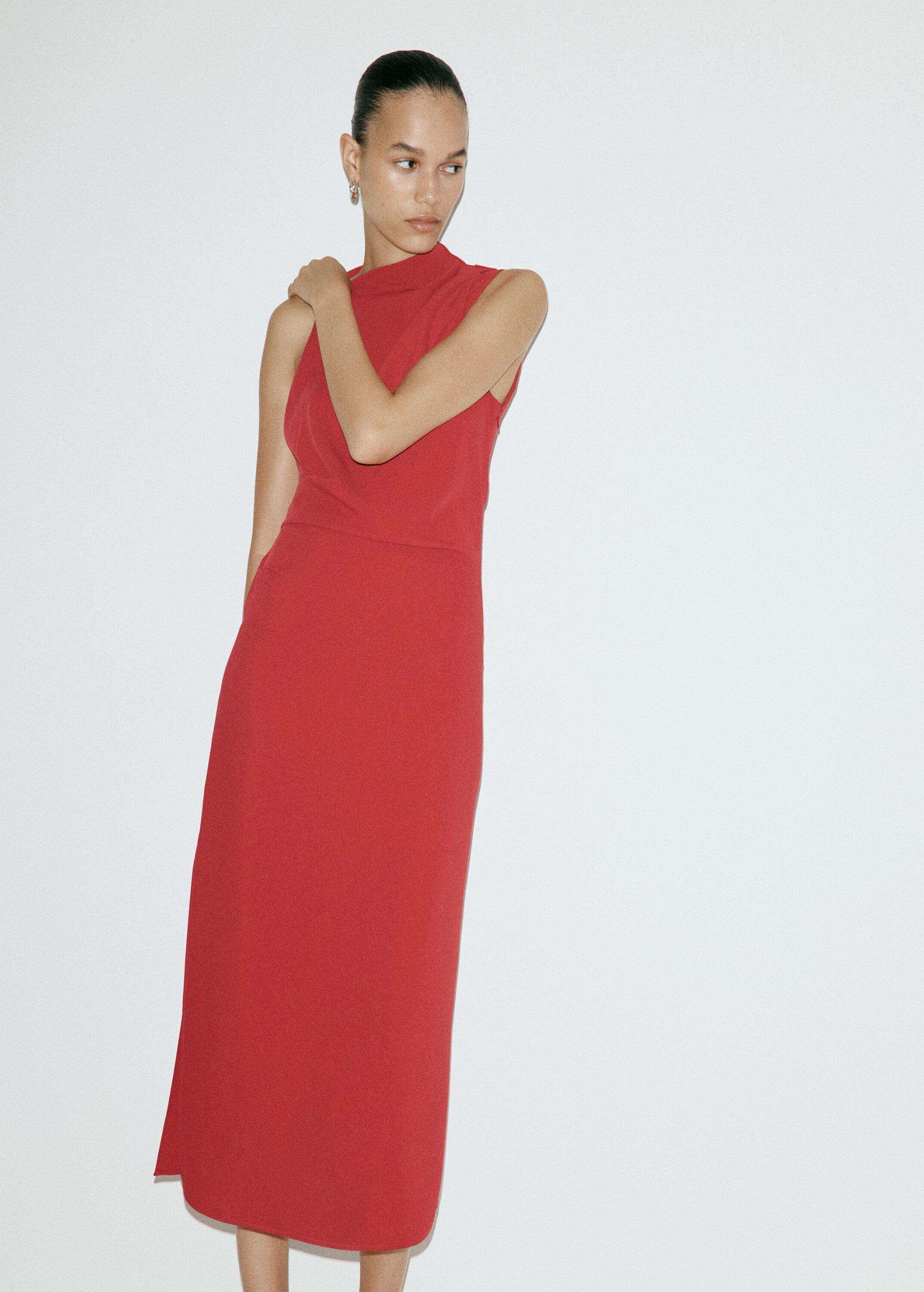 Draped dress with side-slit