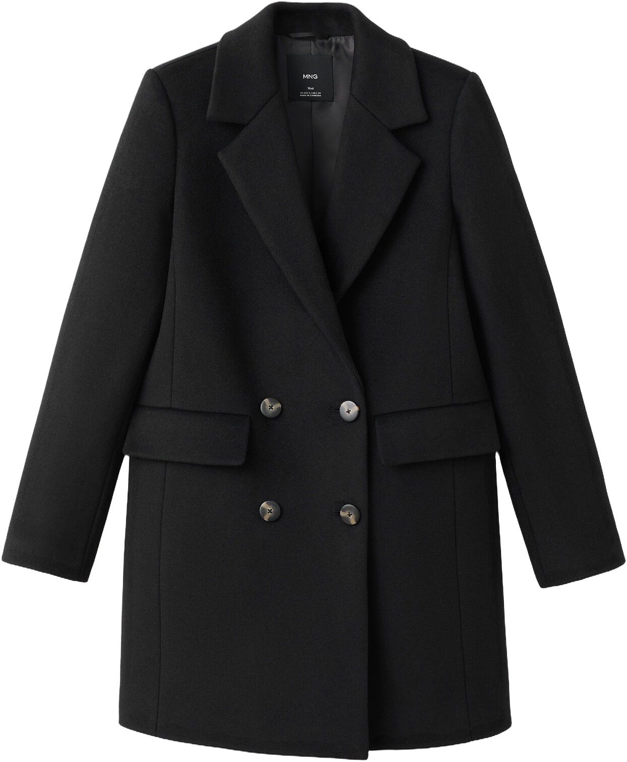 Double-breasted wool blend coat