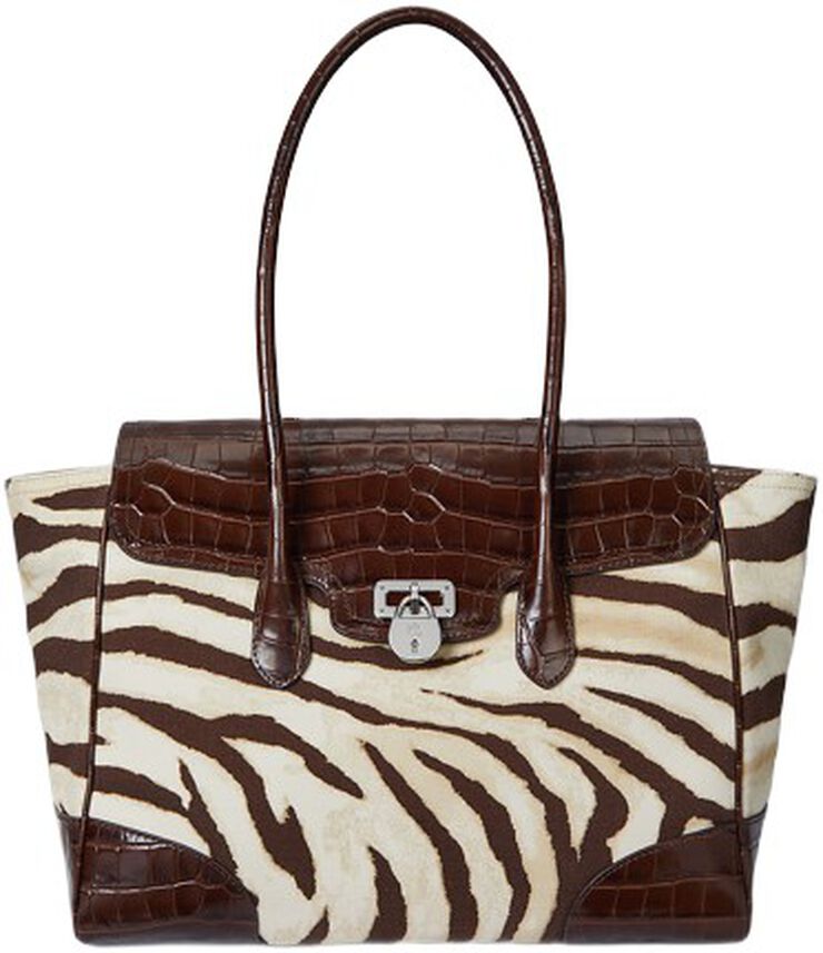 Zebra-Print Canvas Large Tanner Satchel