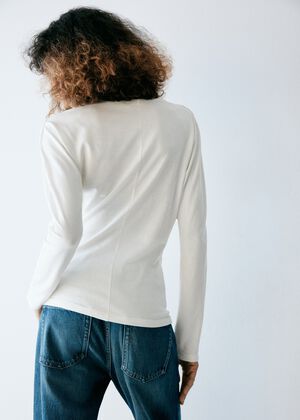 Boat neck T-shirt with draped detai