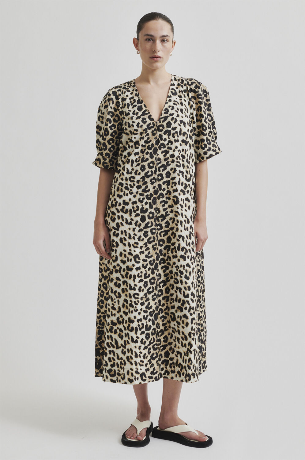 Leoa Poplin Leopard Maxi Kjole