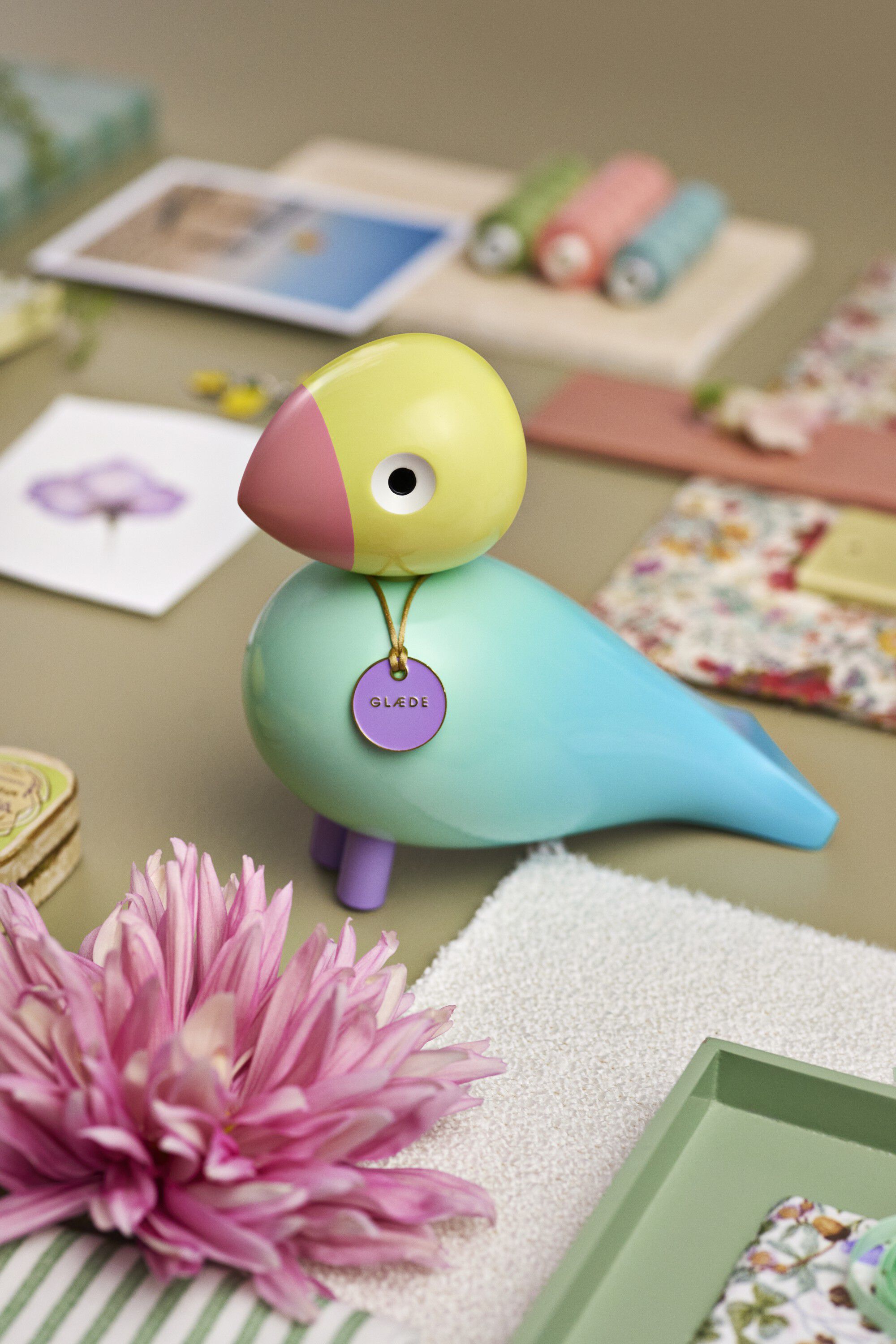 Story Bird Gl&aelig;de H15. 5 cm aqua