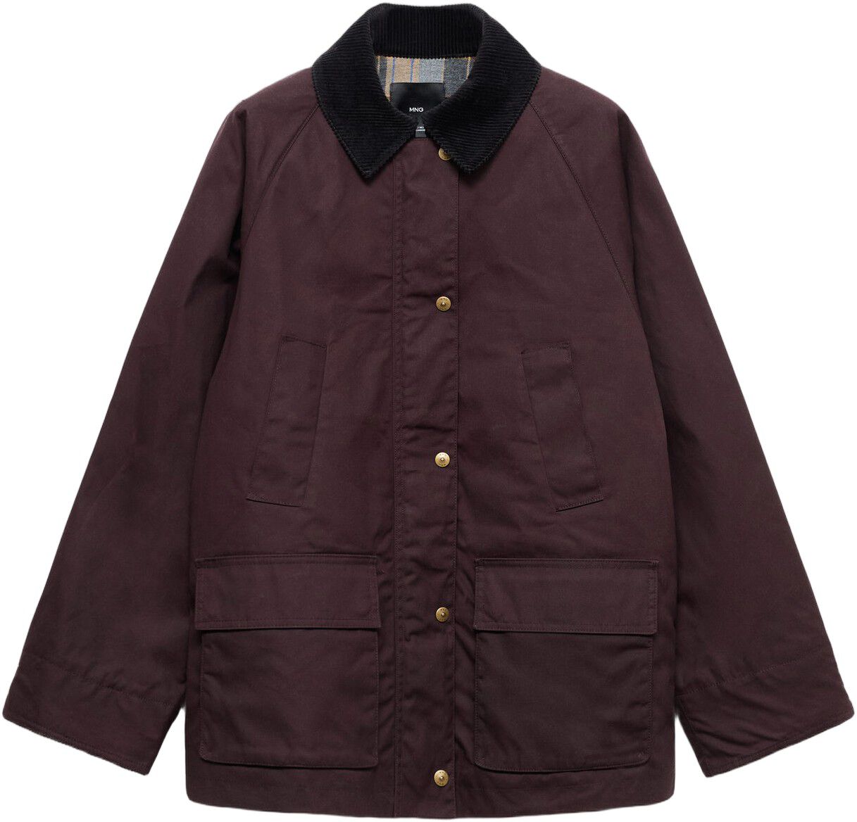 Cotton parka with corduroy collar