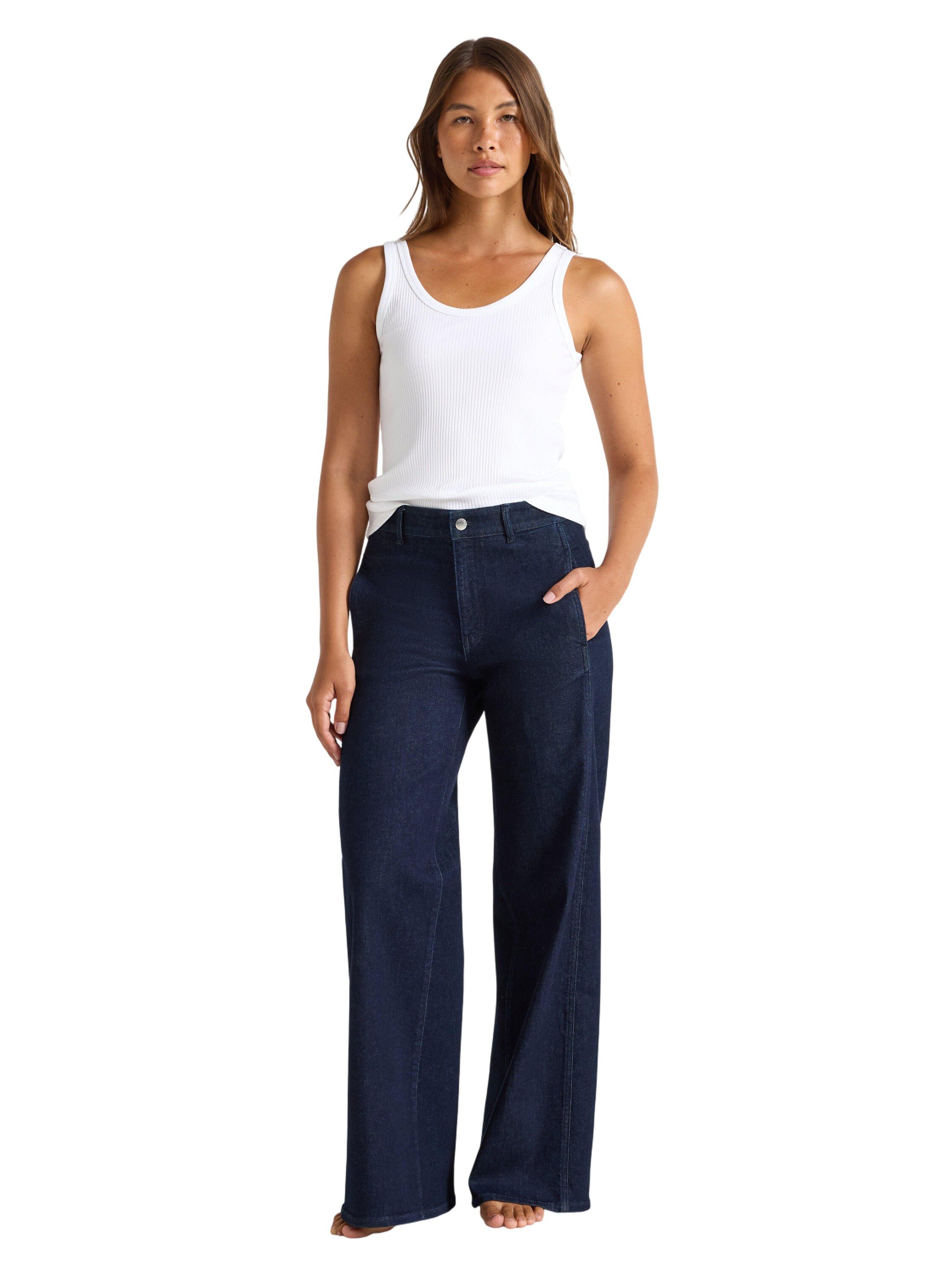 Trousers denim wide crease rin