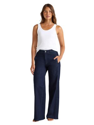 Trousers denim wide crease rin