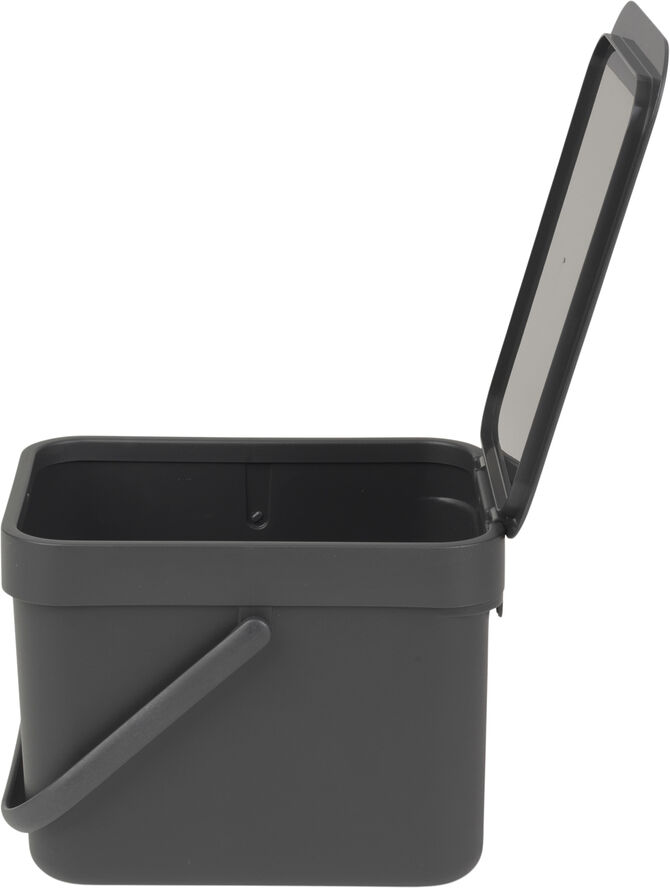 Affaldsspand m/låg sort.kon. 6 ltr