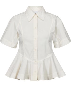 Stretch Cotton Peplum Shirt