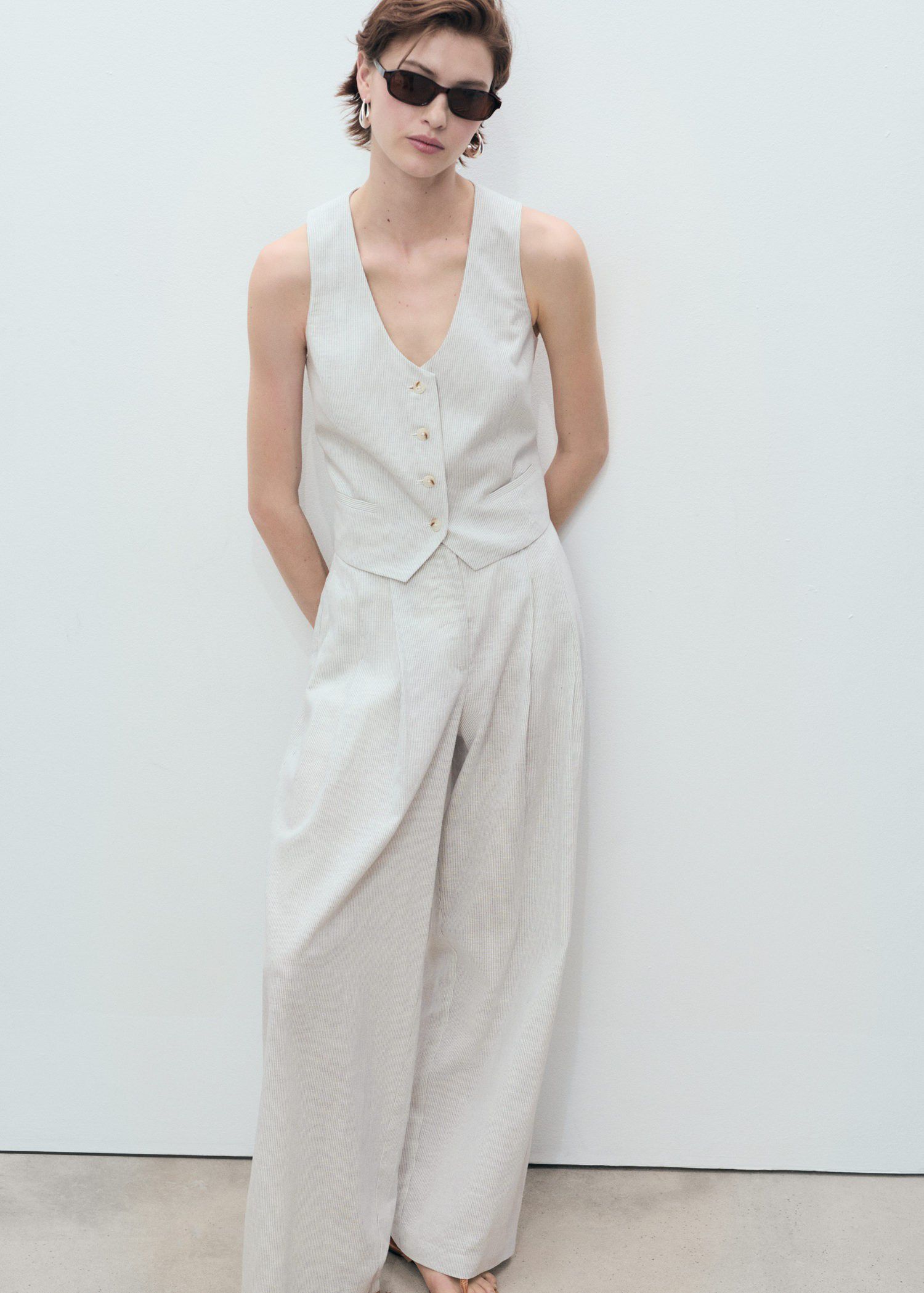Linen-blend suit waistcoat