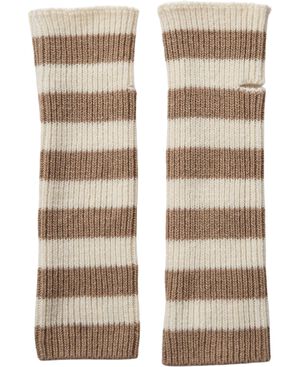 2719 Fingerless Glove Stribe Ivory/Beige