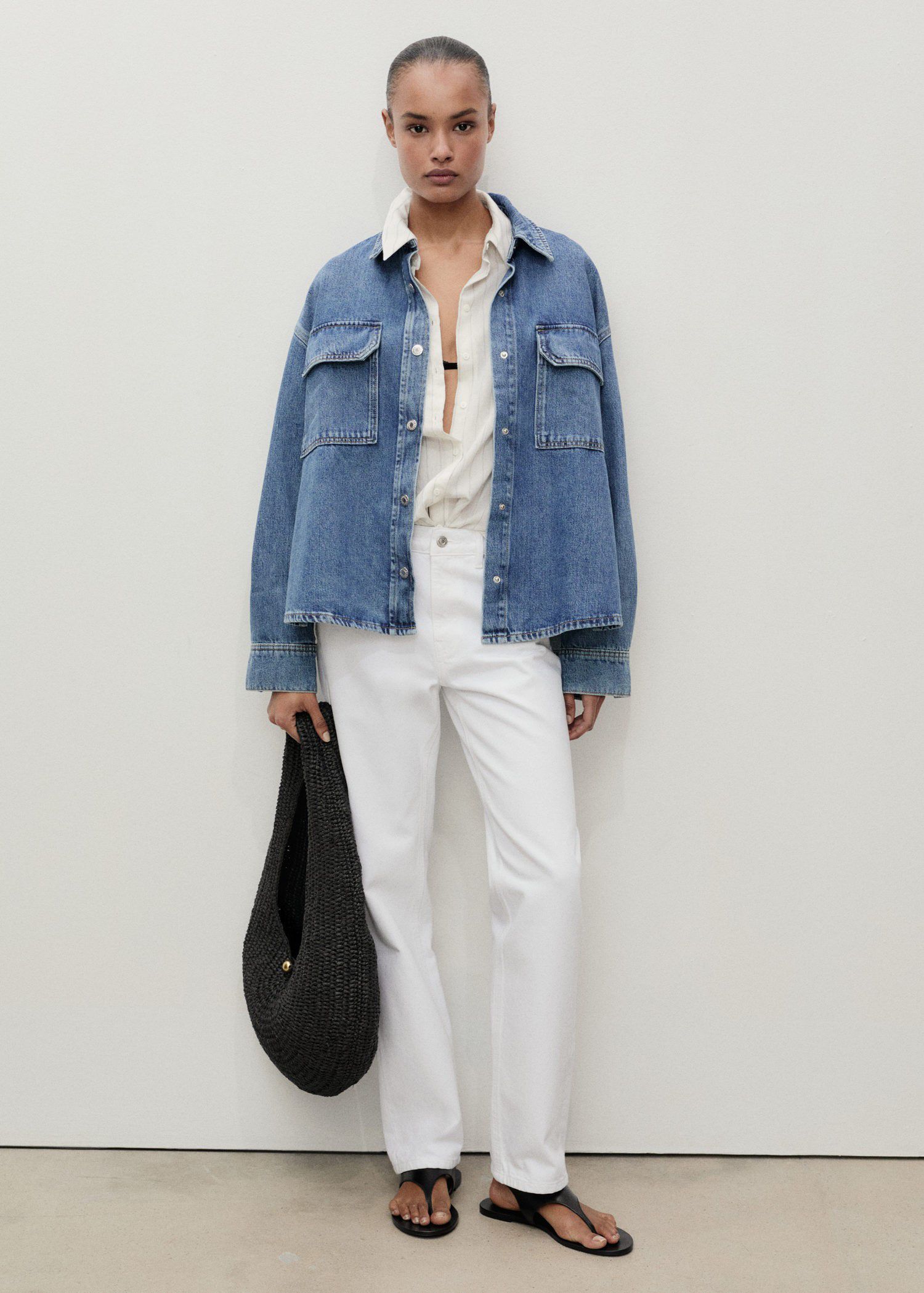 Mid-rise straight jeans