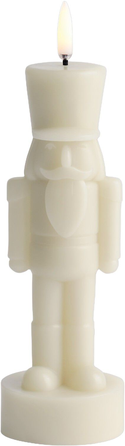 LED candle, Nutcracker, Oyster grey, Smooth, 7x21 cm