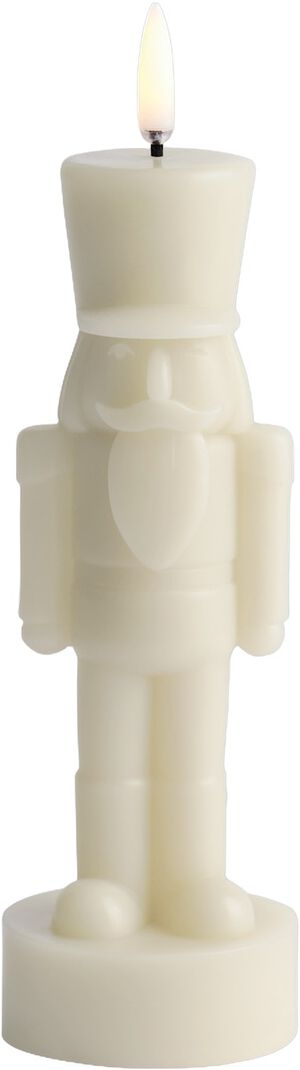 LED candle, Nutcracker, Oyster grey, Smooth, 7x21 cm