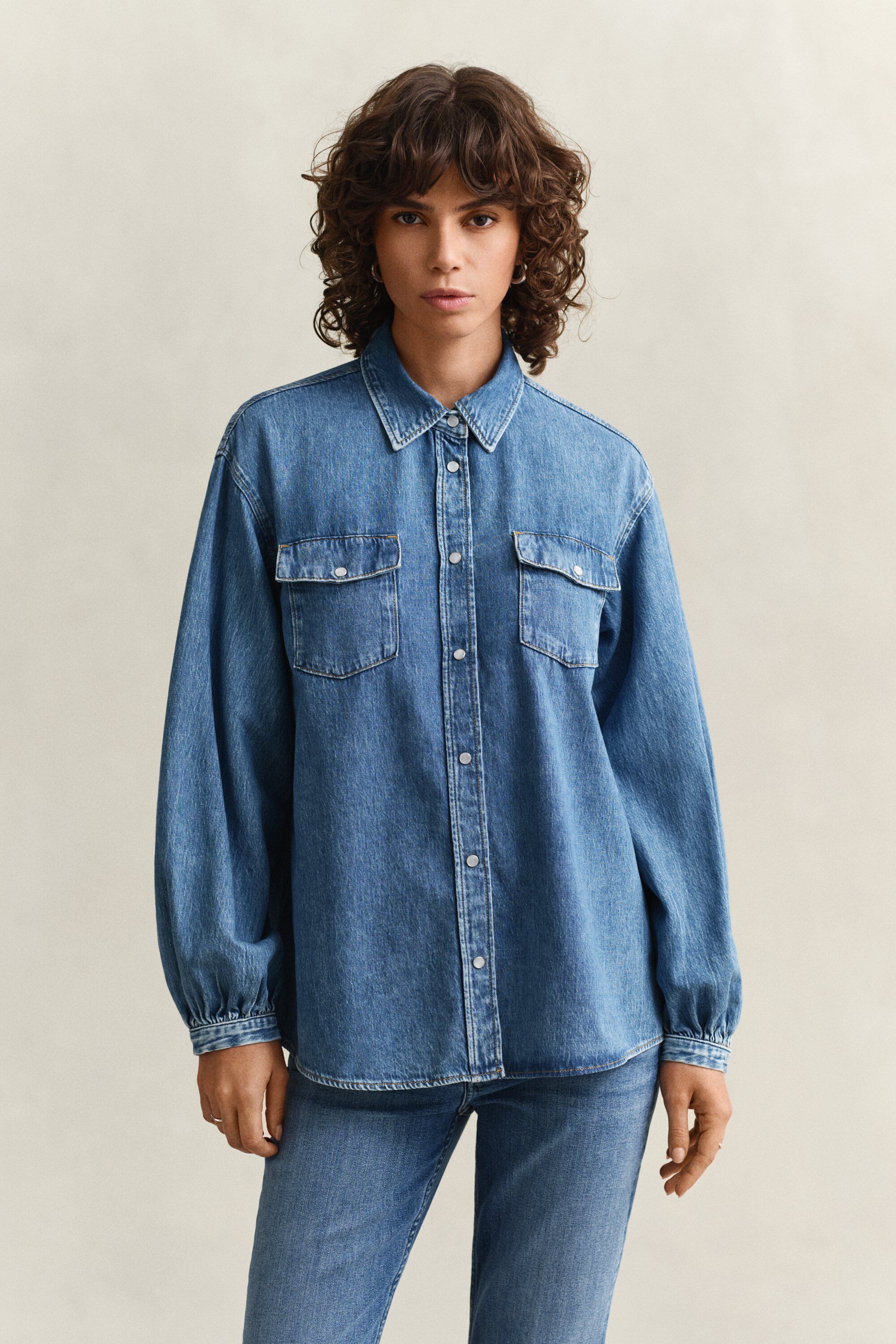 DENIM VOLUME SLEEVE SHIRT
