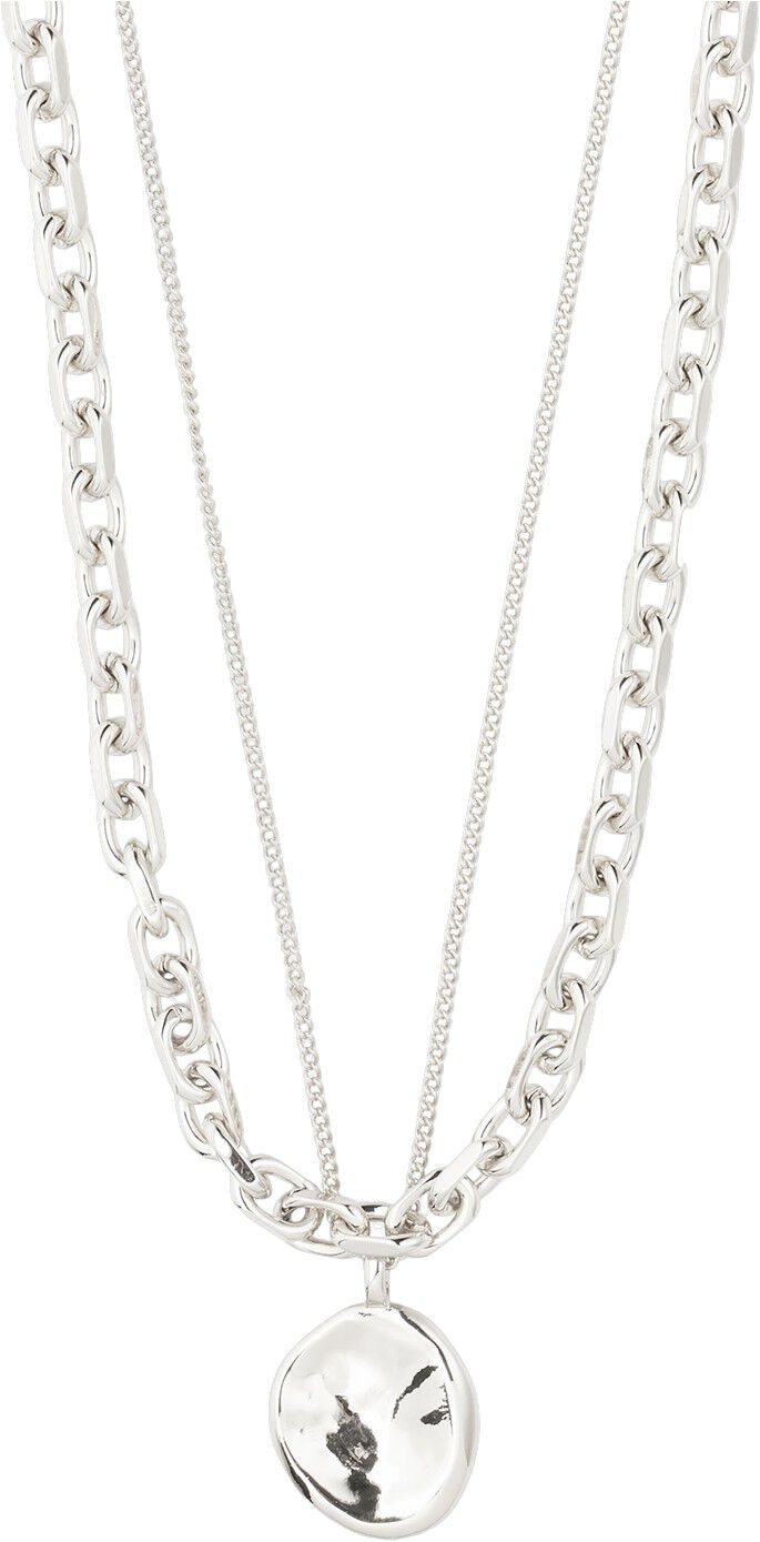 SPARKLE halsk&aelig;de, 2-i-&eacute;t s&aelig;t, s&oslash;lvbelagt