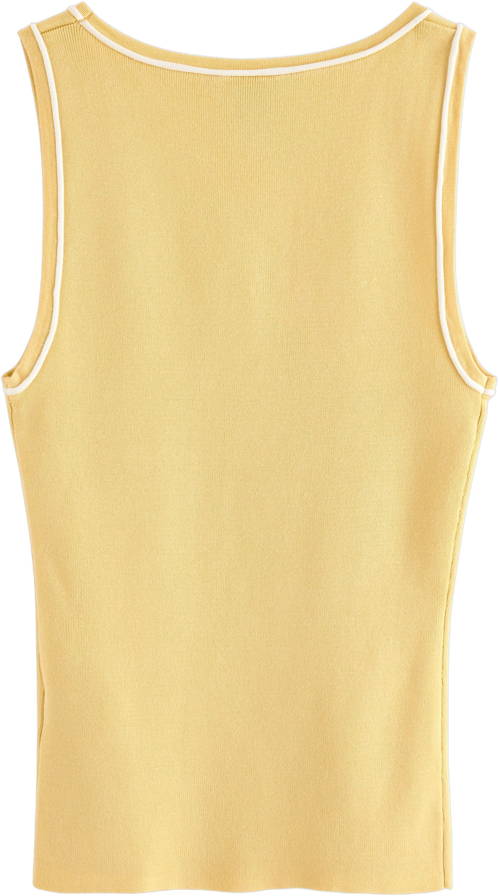 Finstrikket tanktop med kontrasts&oslash;m