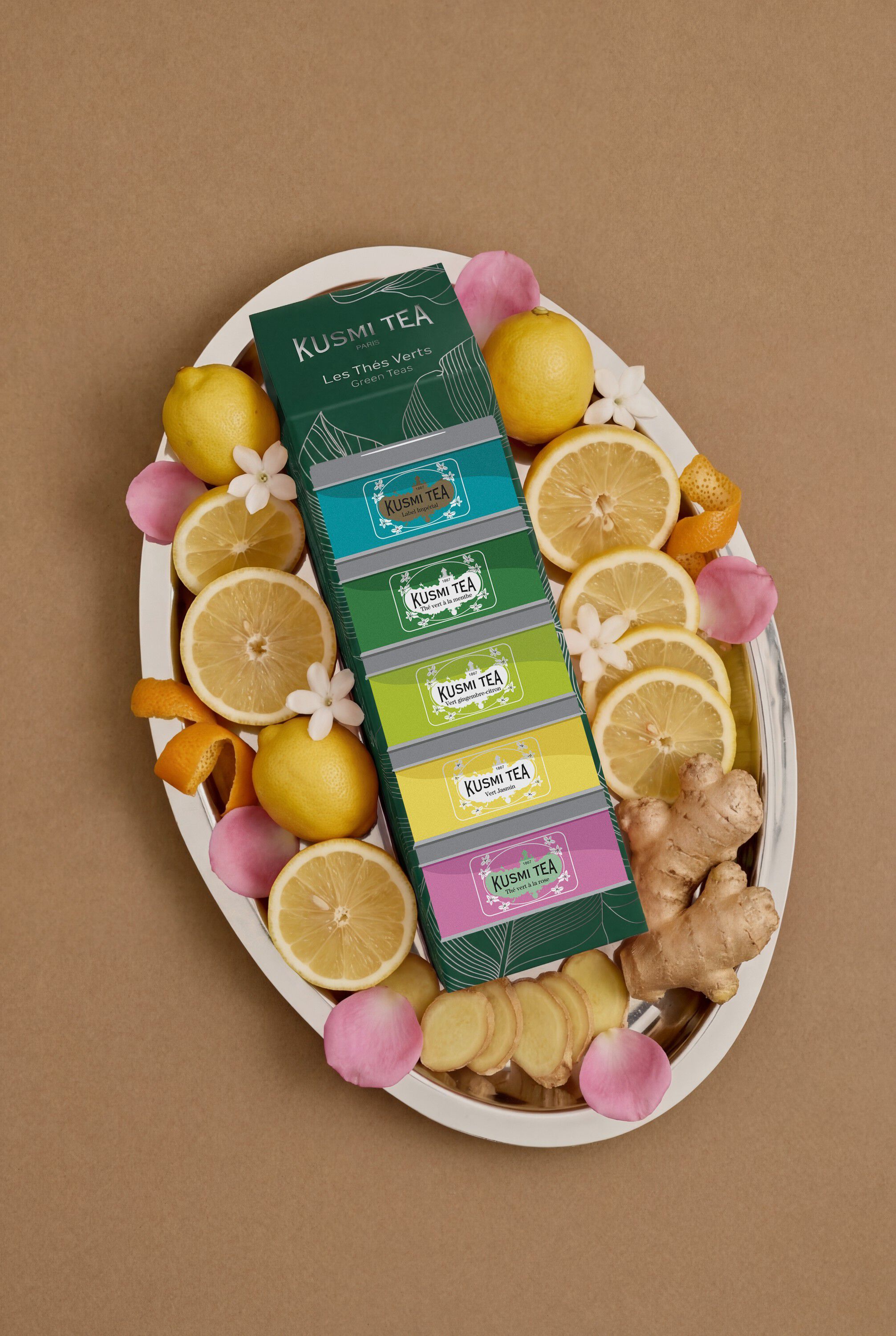 Organic Green Teas - Assortment 5 metal tin - 100g