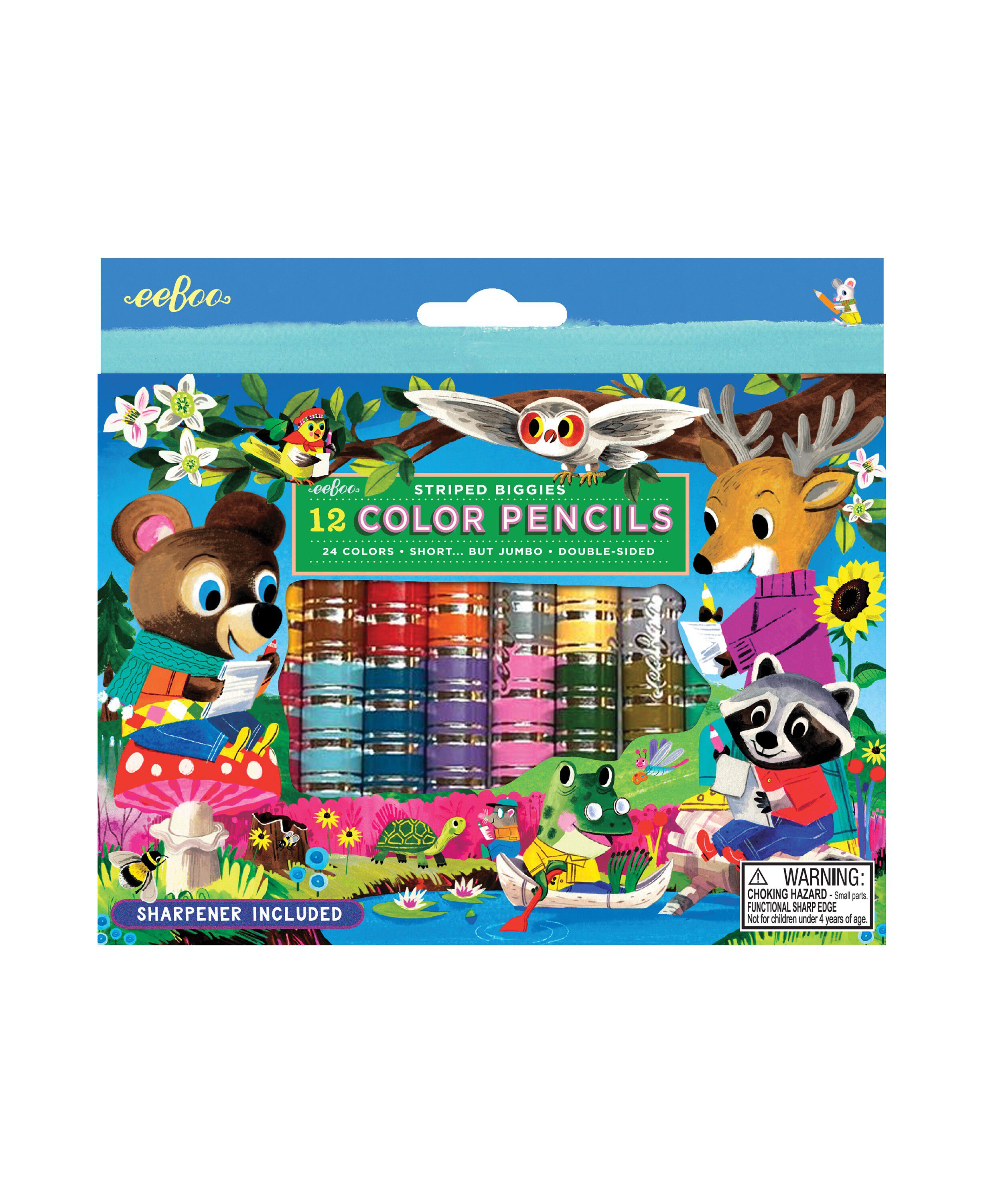 eeBoo - 12 Dobbelte farveblyanter - Skovens venner