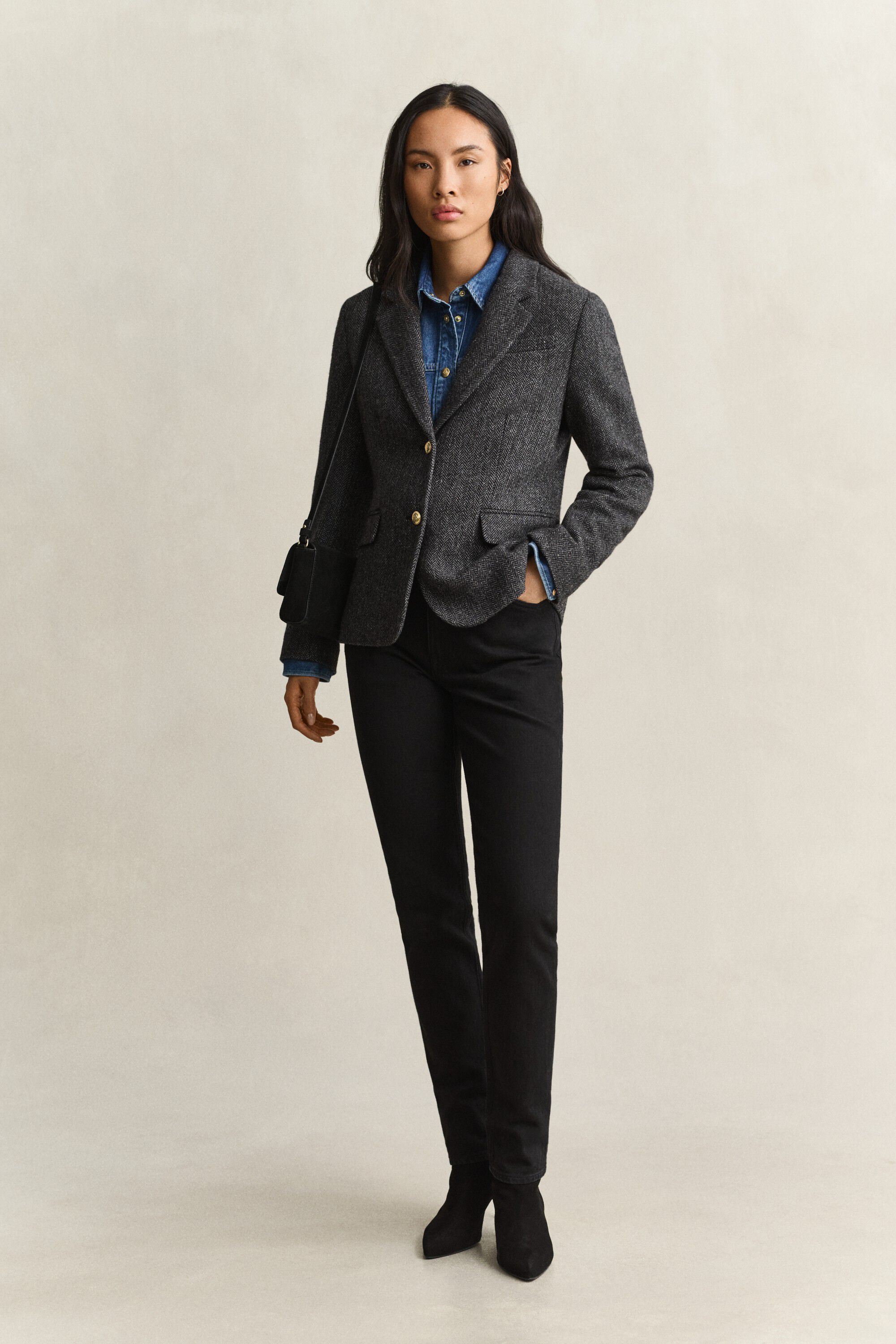 SLIM HERRINGBONE BLAZER