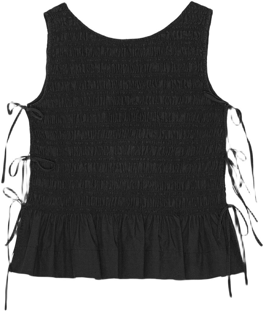 Cotton Poplin Smock Tie String Top