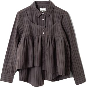 INDIE DOUBLE LAYER SHIRT WITH CAMI - MERLOT STRIPE
