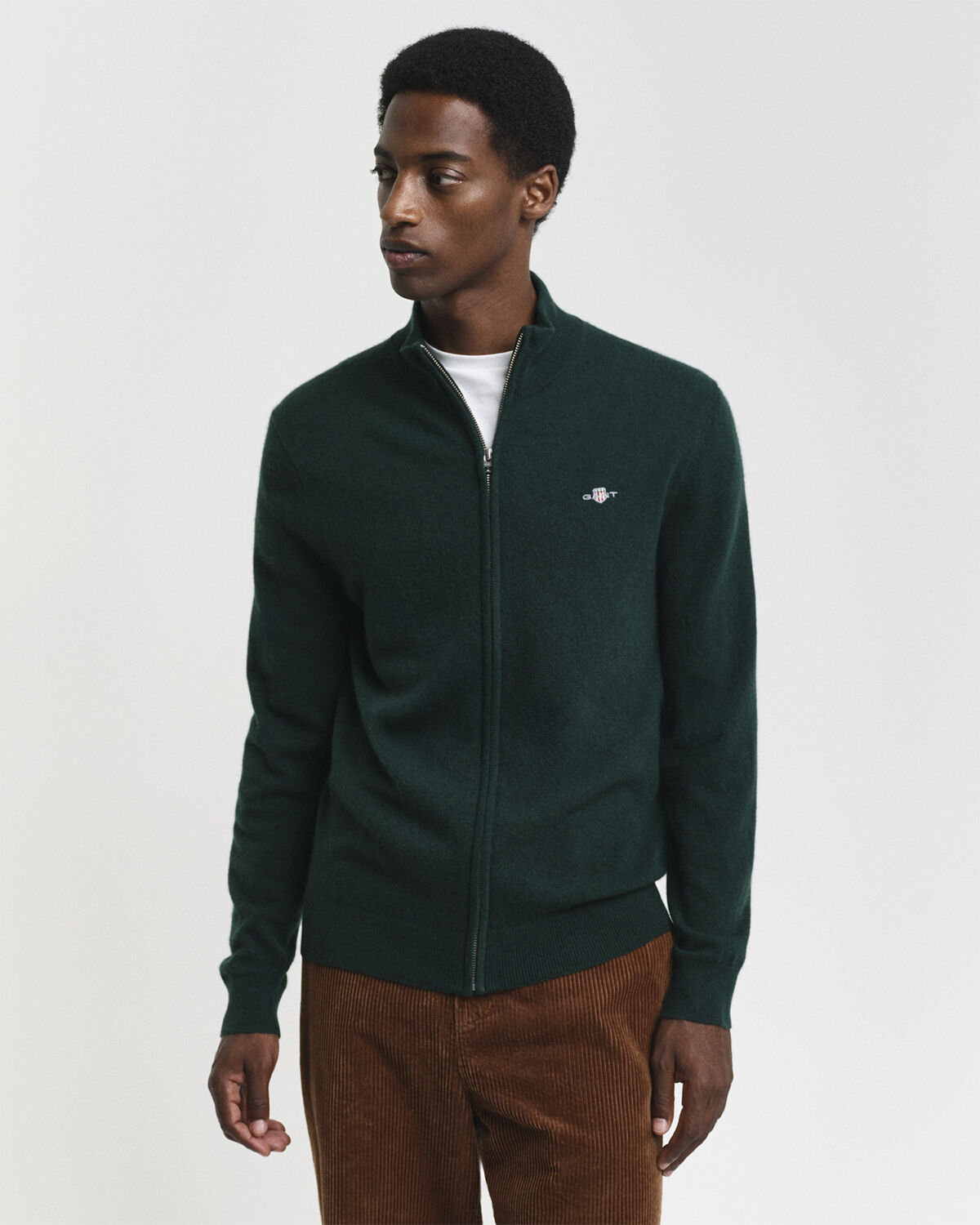 EXTRAFINE LAMBSWOOL ZIP CARDIGAN