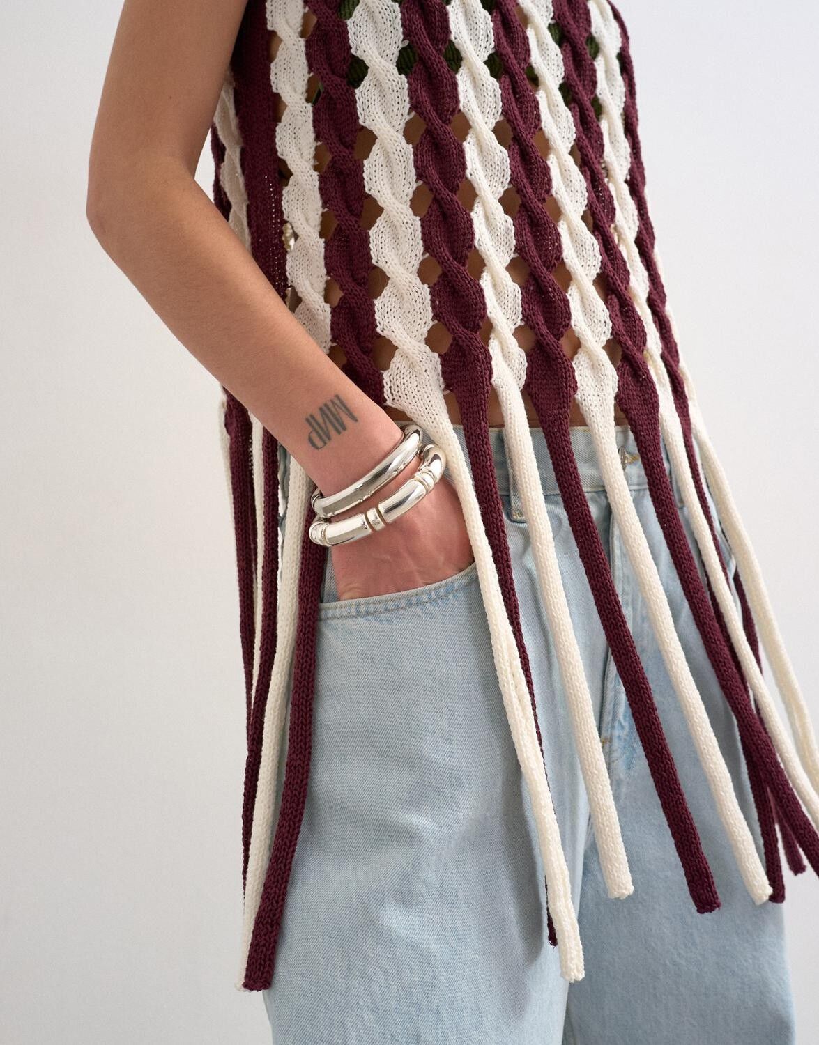 TSFINA KNITTED CABLE TASSEL TANK