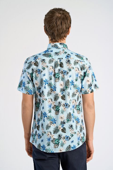 Printed cotton/linen shirt S/S