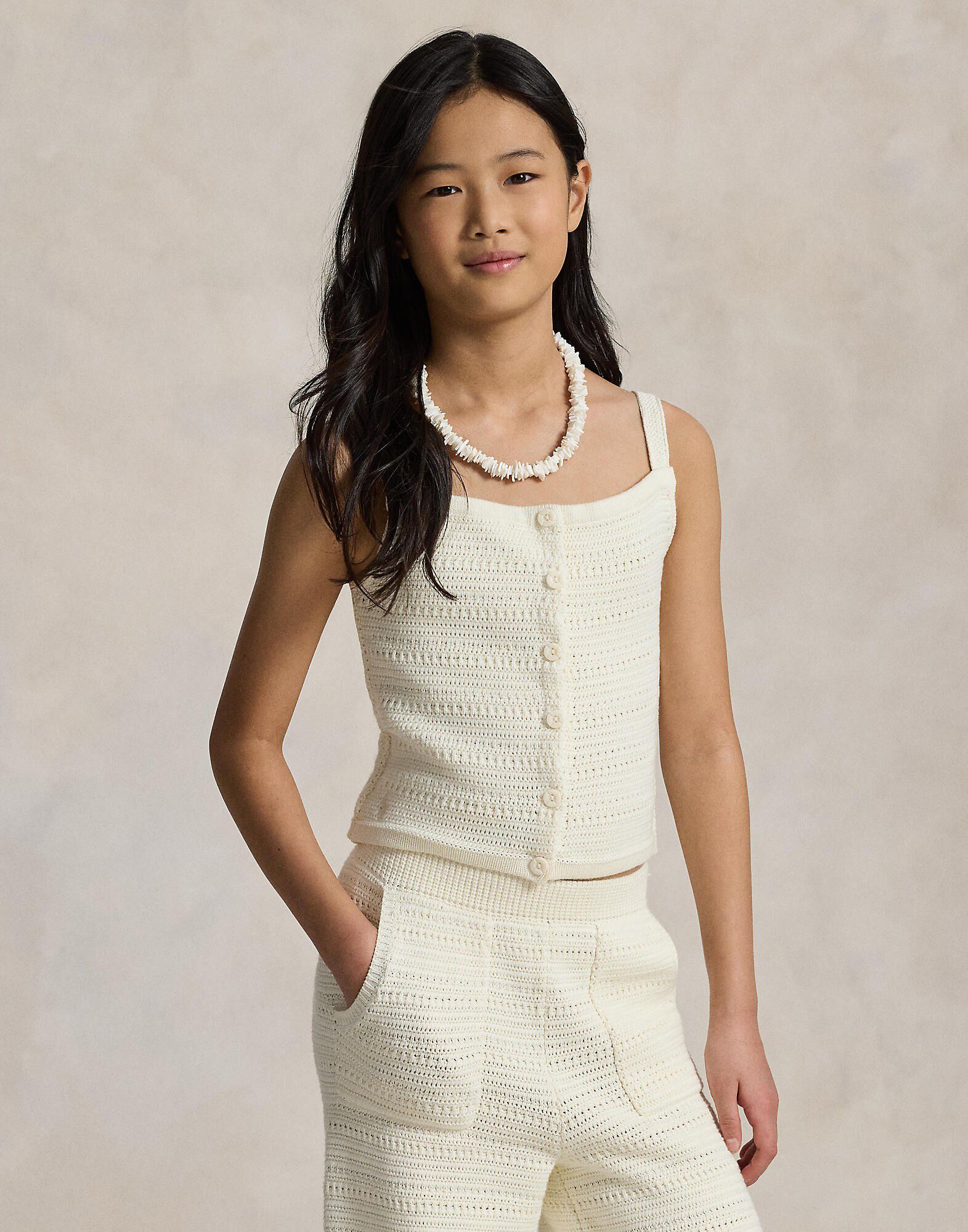 Crocheted Cotton Sweater Top & Pant