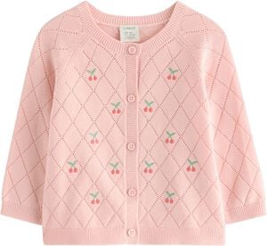 Stickad cardigan med broderade deta