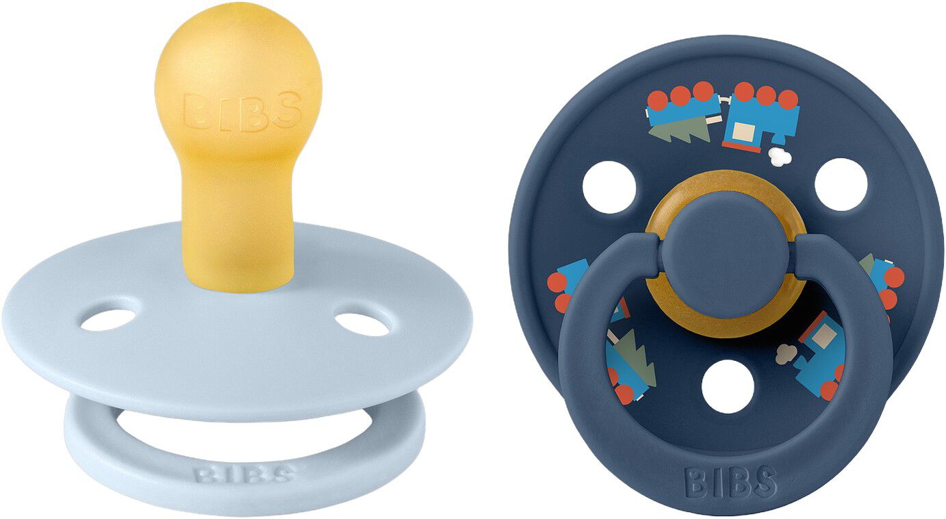 BIBS Pacifier Colour Holiday Train 2 PACK Latex Size 1 Baby