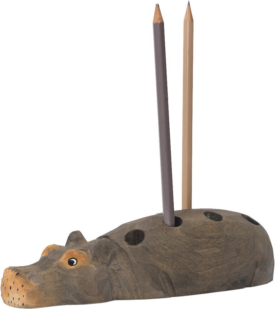 Hippo Pencil Holder - Hand-carved