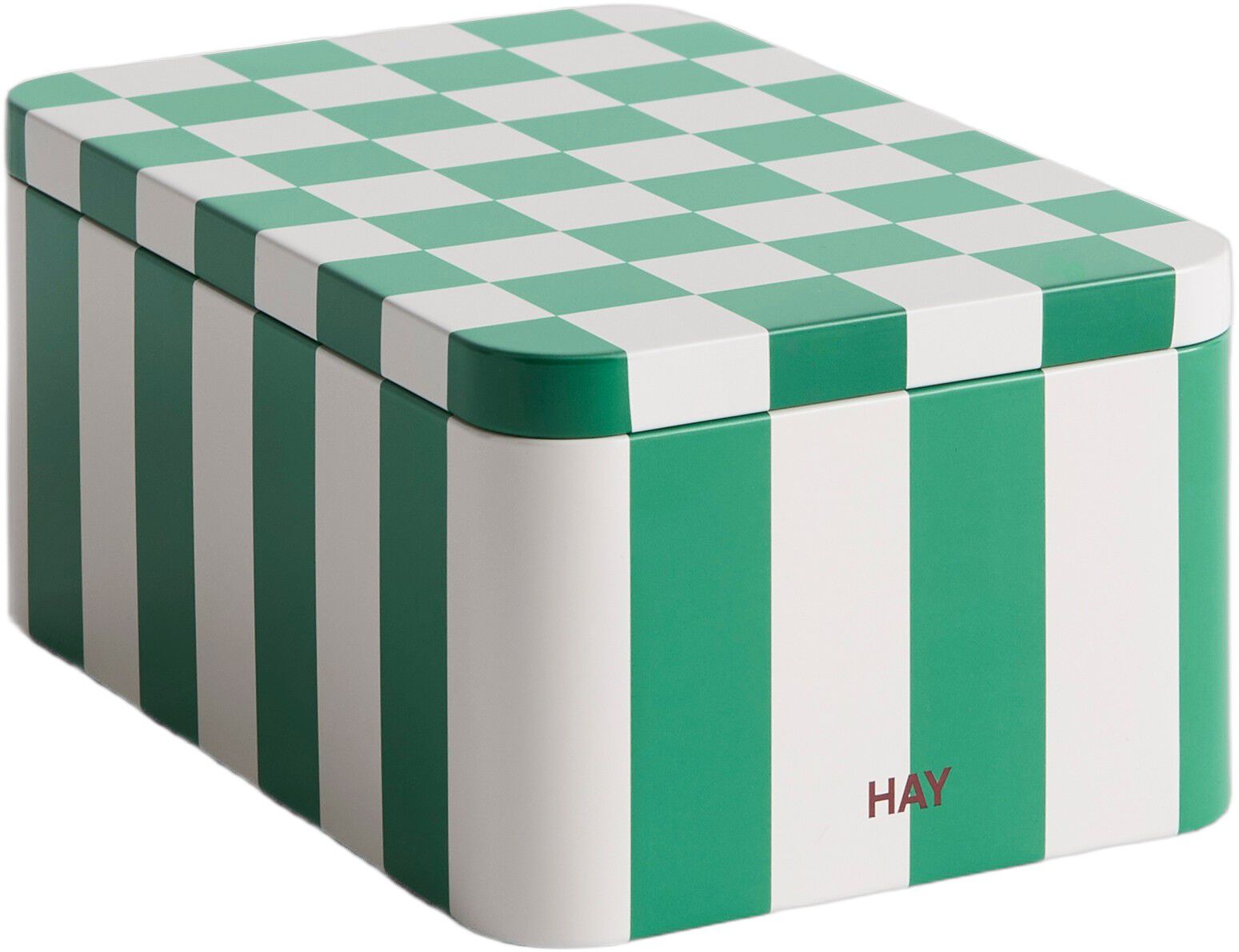 Tin Container-Small-Green and off-white