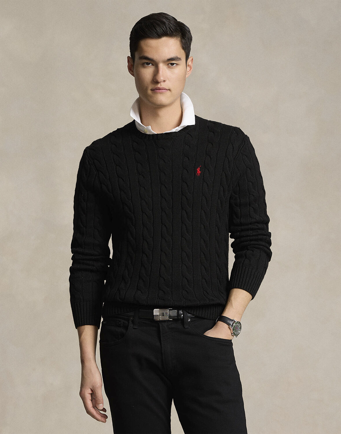 Cable-Knit Cotton Sweater