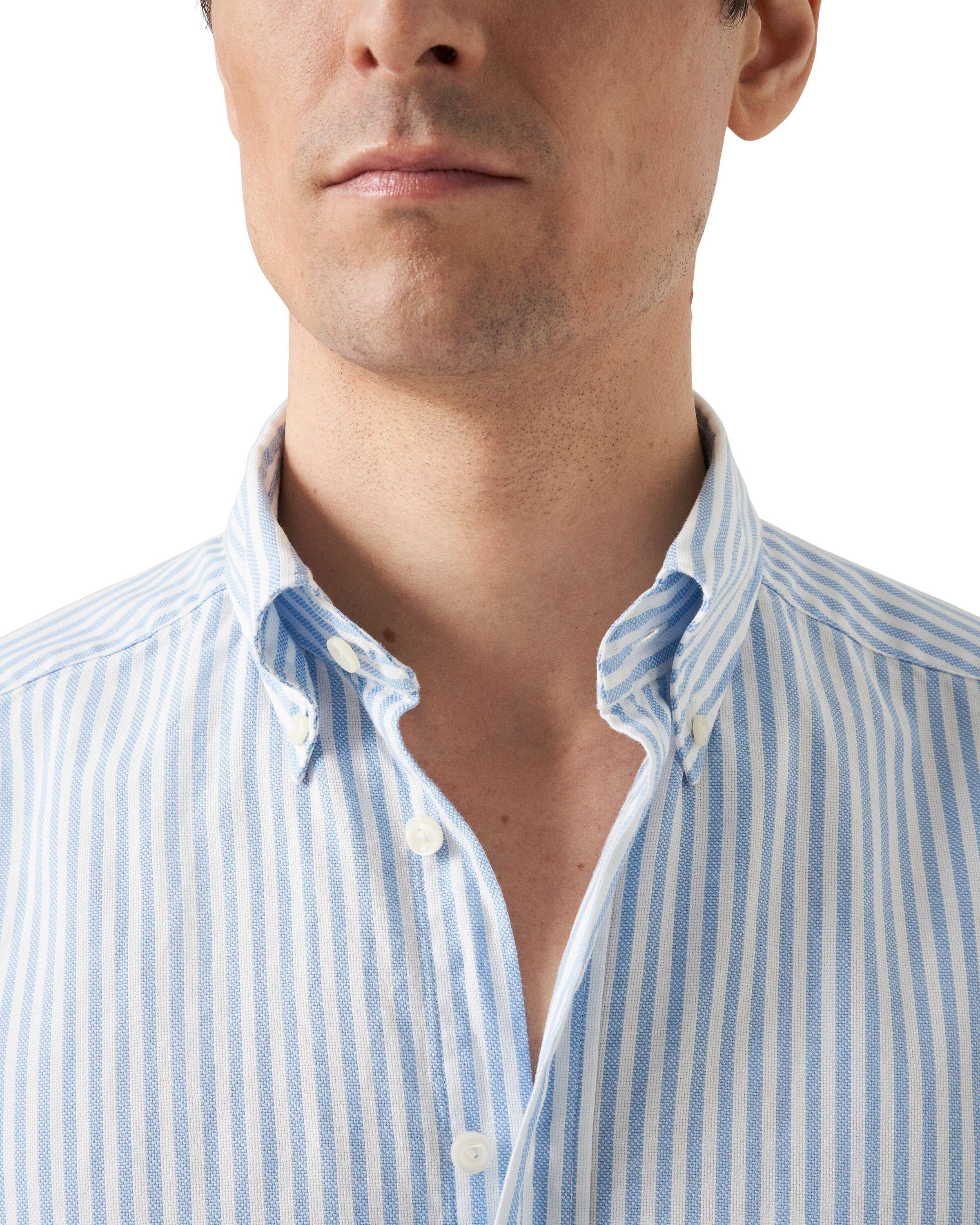 Light Blue Striped Royal Oxford Shirt - Contemporary Fit