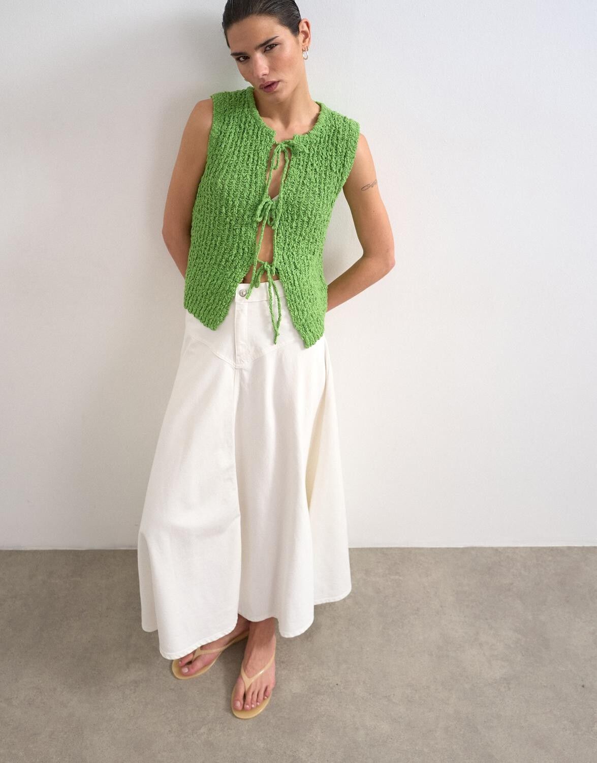 TSERIN DENIM MAXI SKIRT WH