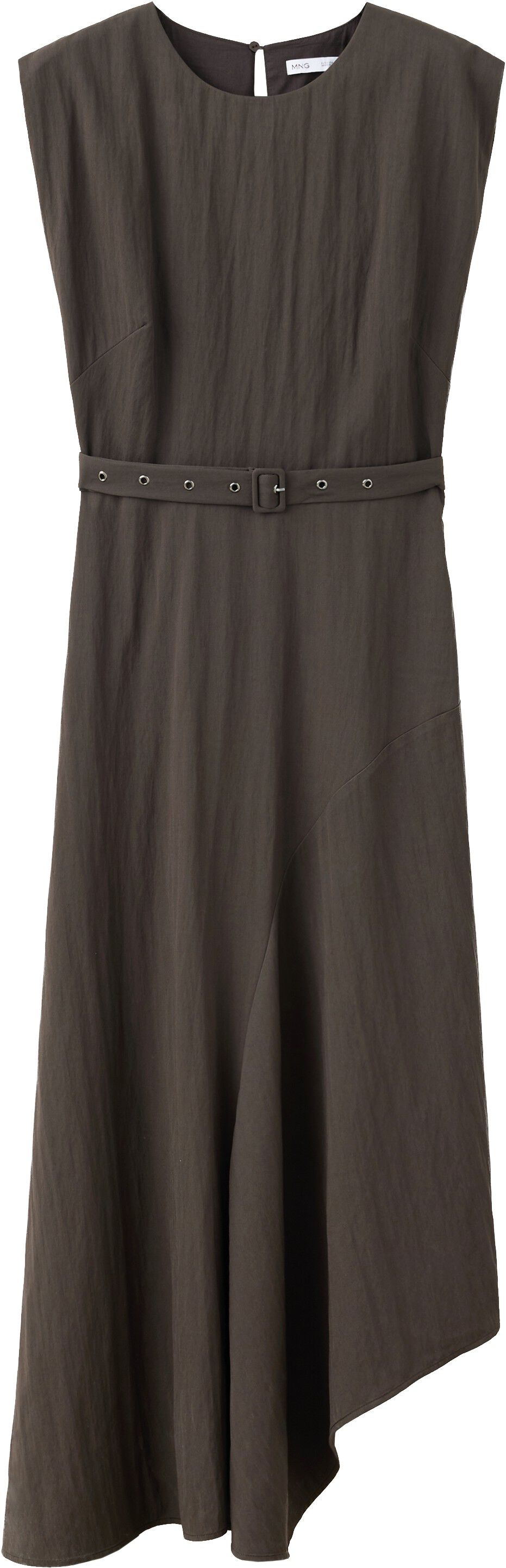Asymmetrical dress with belt