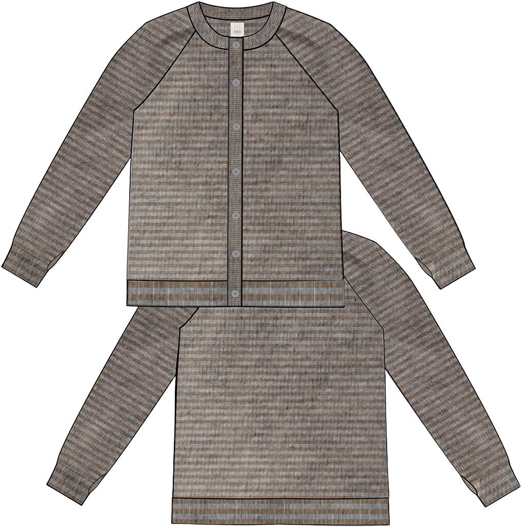 Gry L/S Striped Cardigan Lambswool Knit