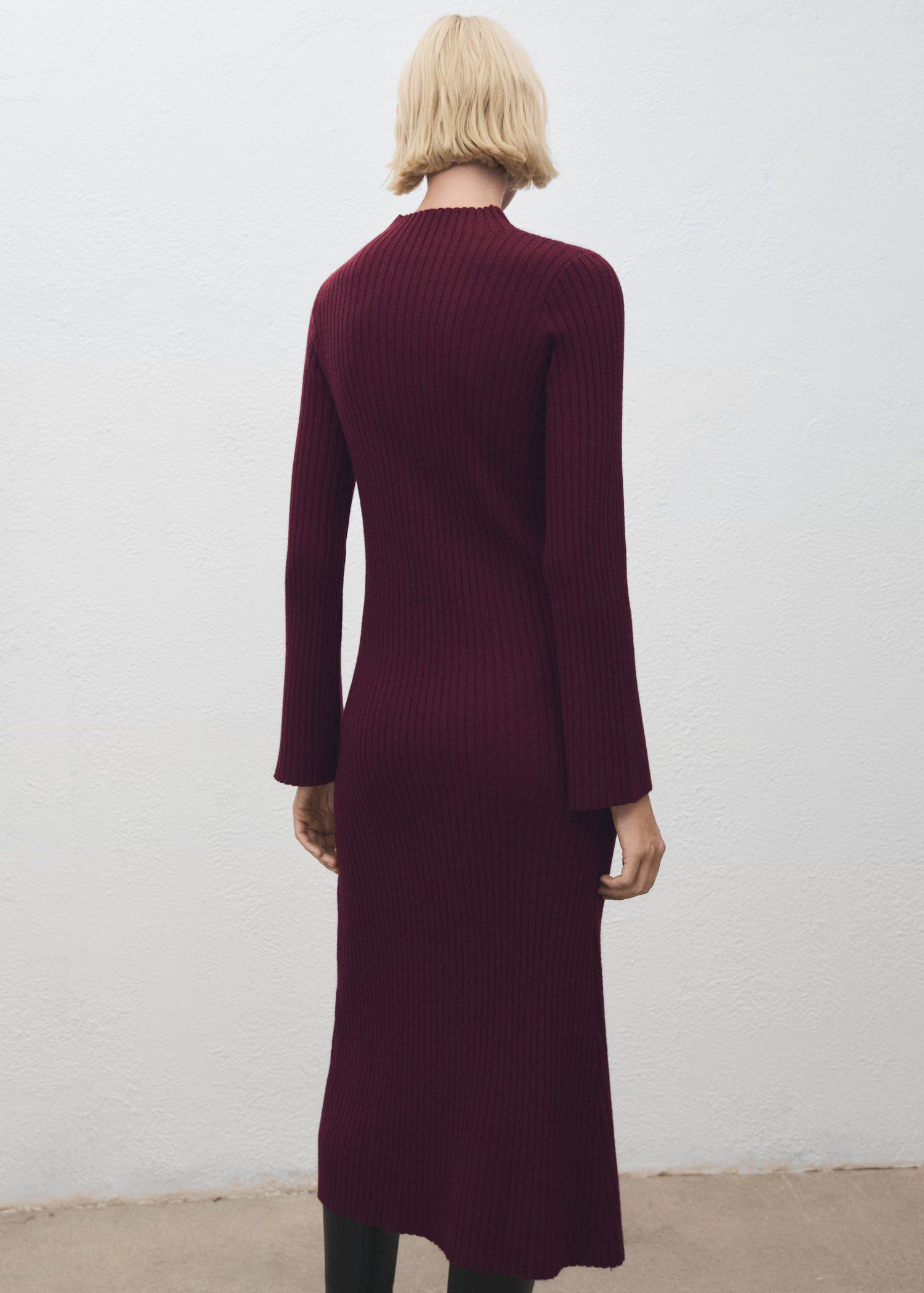 Perkins-neck ribbed dress