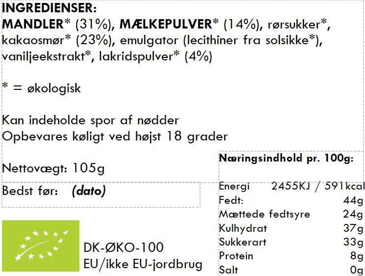 Mandler / lakrids / hvid chokolade